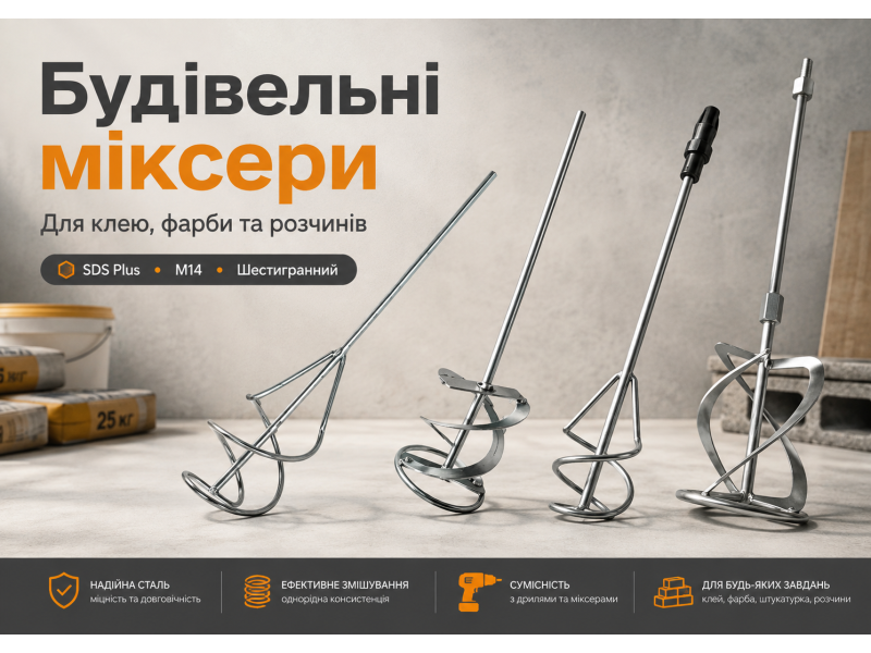 Строительные миксеры: как выбрать насадку для клея, краски, шпаклевки и растворов