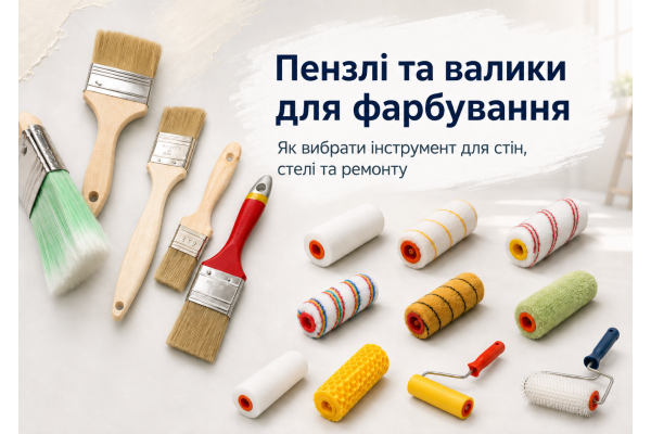 Пензлі та валики для фарбування: як вибрати інструмент для стін, стелі та ремонту