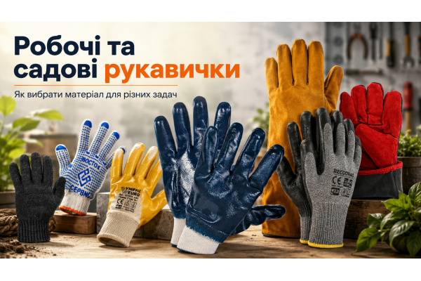 Робочі та садові рукавички: як вибрати матеріал для ремонту, будівництва, складу й городу