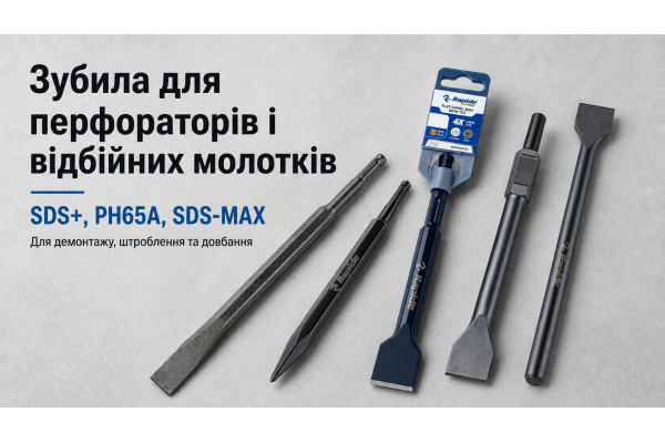 Зубила SDS+, SDS-MAX та PH65A: як вибрати для перфоратора і відбійного молотка