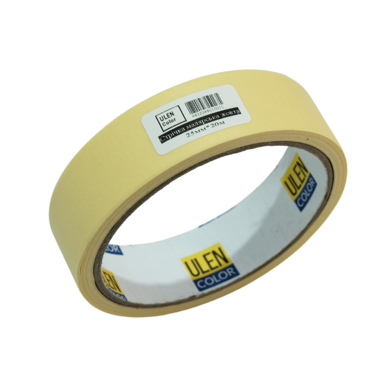 Стрічка малярська ULEN Color жовта 25мм*20м (12/192)