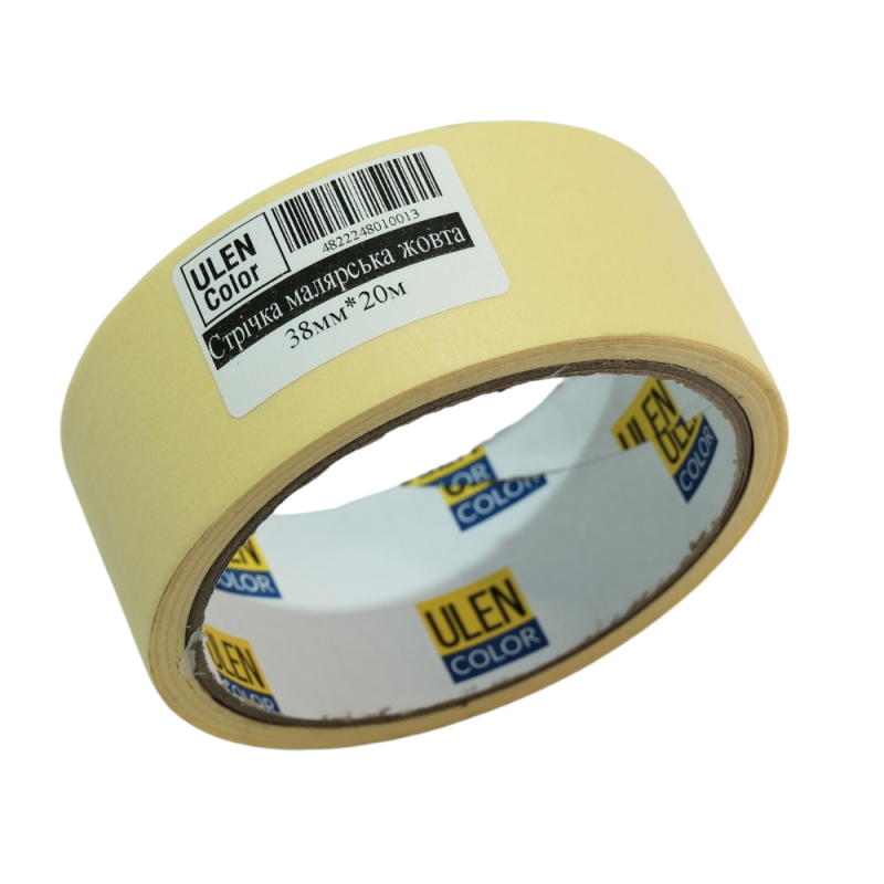 Стрічка малярська ULEN Color жовта 38мм*20м (8/128)
