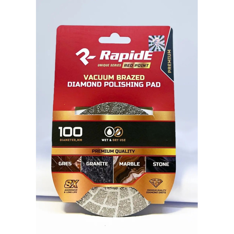 Алмазный шлифовальный круг RapidE Red Point Vacuum Brazed Ø100мм P100
