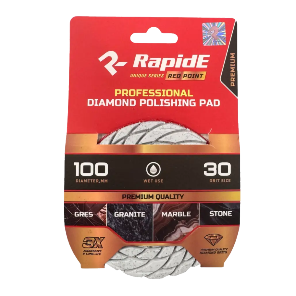 Профессиональная алмазная чашка RapidE RED POINT Ø100 мм WET USE/Влажная шлифовка, зернистость P30
