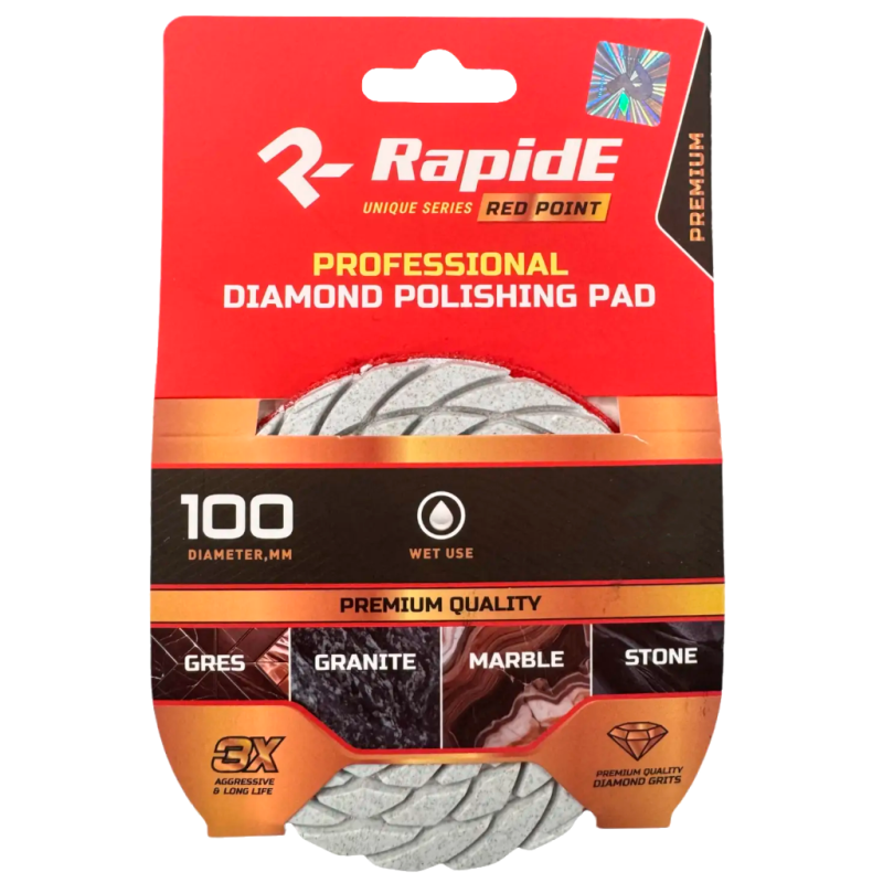 Профессиональная алмазная чашка RapidE RED POINT Ø100 мм WET USE/Влажная шлифовка, зернистость P36