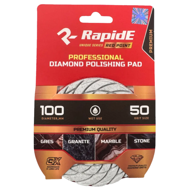 Профессиональная алмазная чашка RapidE RED POINT Ø100 мм WET USE/Влажная шлифовка, зернистость P50