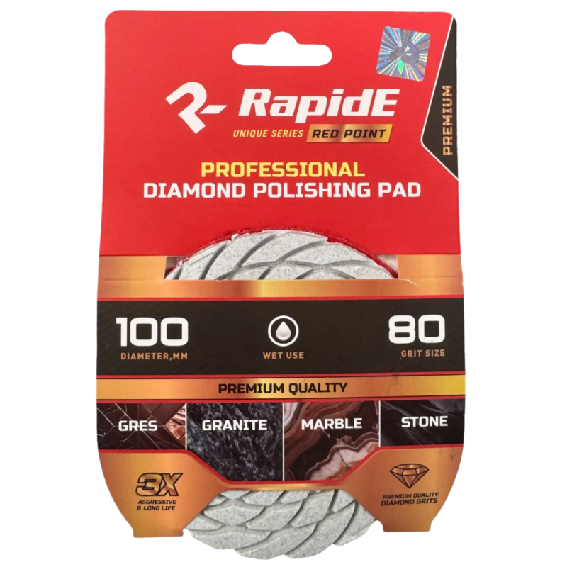 Профессиональная алмазная чашка RapidE RED POINT Ø100 мм WET USE/Влажная шлифовка, зернистость P80