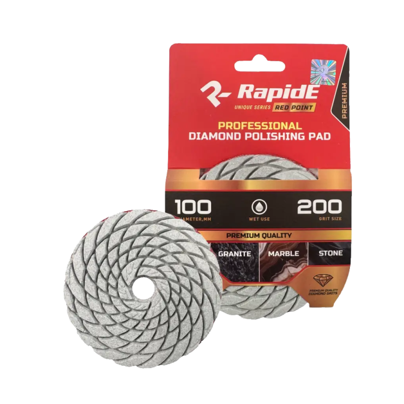 Профессиональная алмазная чашка RapidE RED POINT Ø100 мм WET USE/Влажная шлифовка, зернистость P200