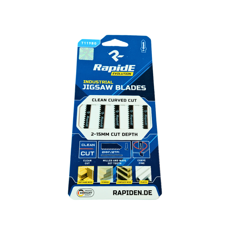 Полотно для лобзика RapidE T119BO металл, дерево, PVC, 82/55мм, фигурный рез, черная (5 шт/уп)