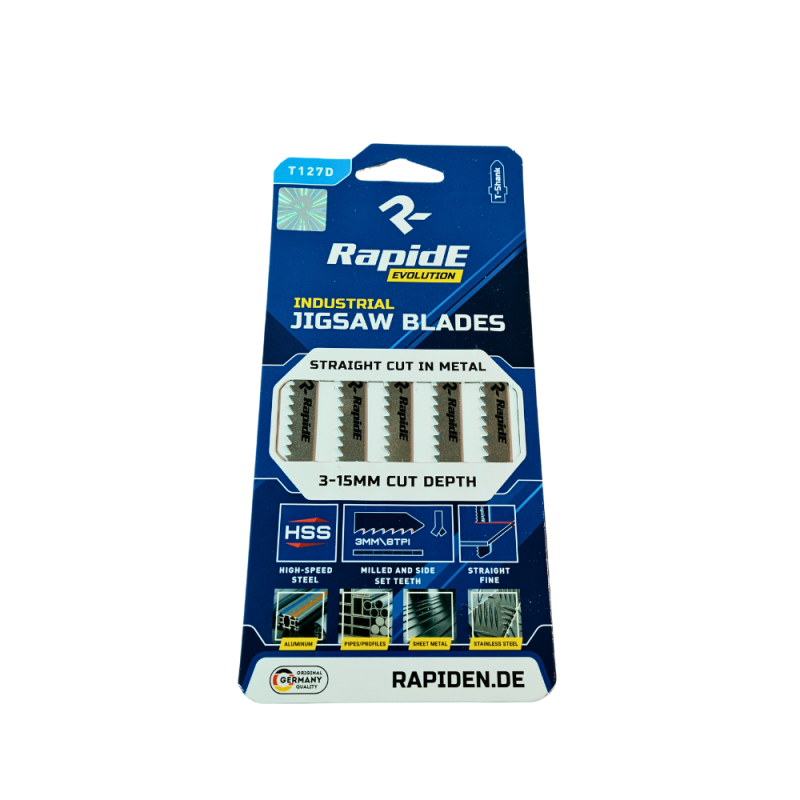Полотно для лобзика RapidE T 127D металл, дерево, PVC, 100/75мм, быстрый рез (5 шт/уп)