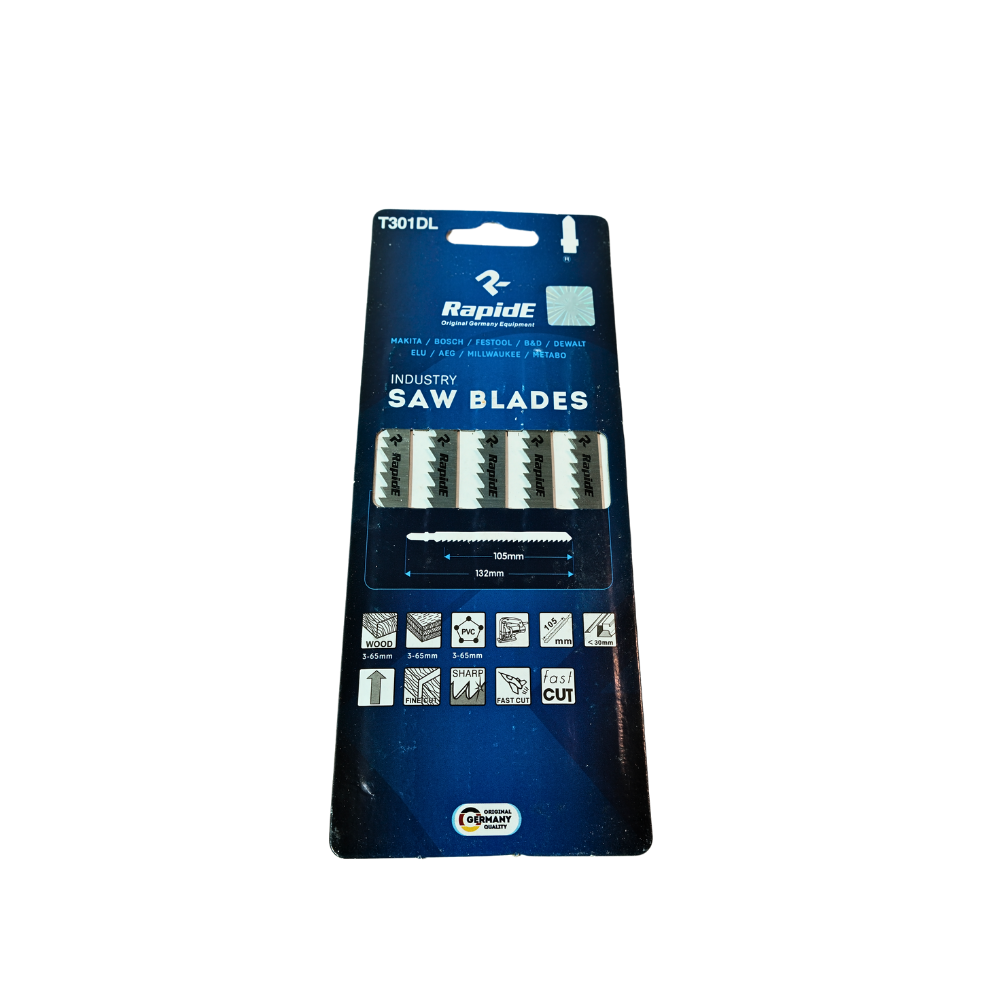 Холст для лобзика RapidE T301DL, 132/105 мм, для дерева и PVC (5 шт/уп)