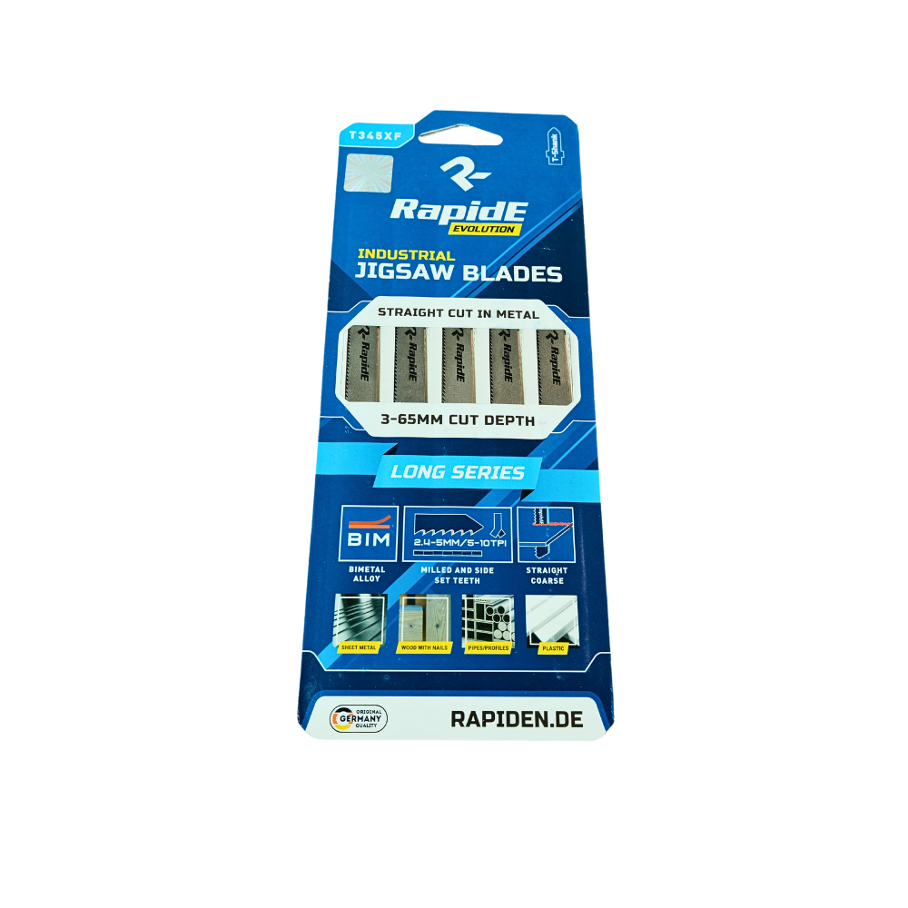 Холст для лобзика RapidE T345XF для металла, дерева и PVC, 132/105 мм (5 шт/уп)