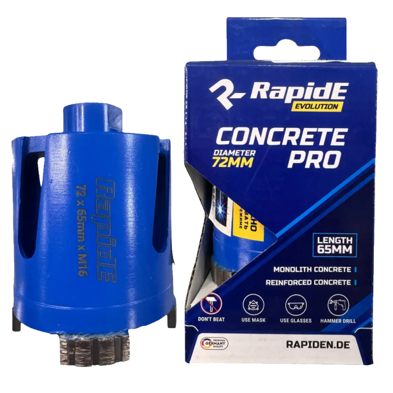 Алмазная коронка RapidE 72mm CONCRETE PRO(DISTAR) по железобетону, монолитному бетону и кирпичам.