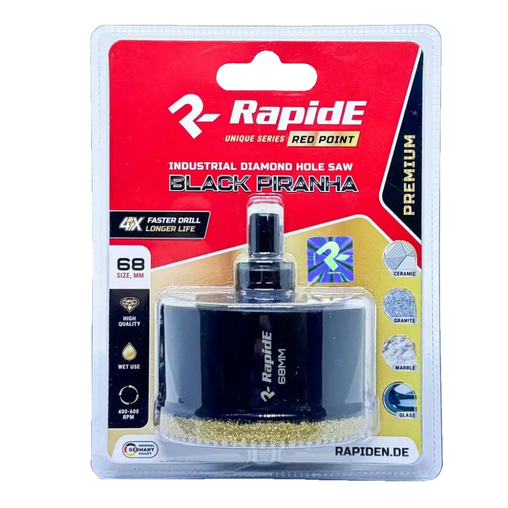 Коронка алмазна RapidE RED POINT BLACK PIRANHA 68mm (зубчаста,чорна)