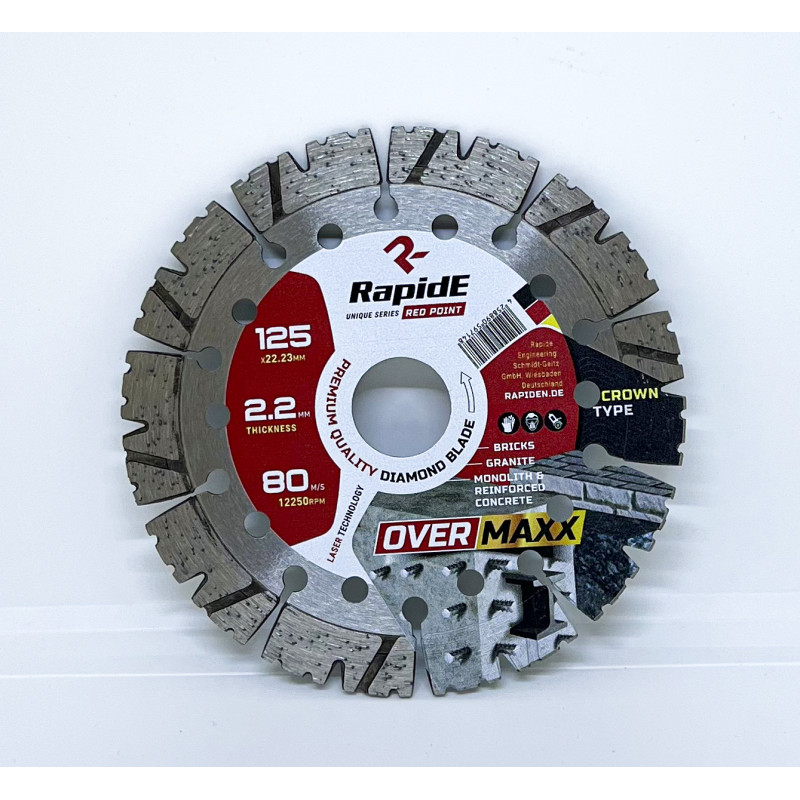 Алмазный диск RapidE OVERMAXX 125 мм (высокоармированный железобетон, монолитный бетон)