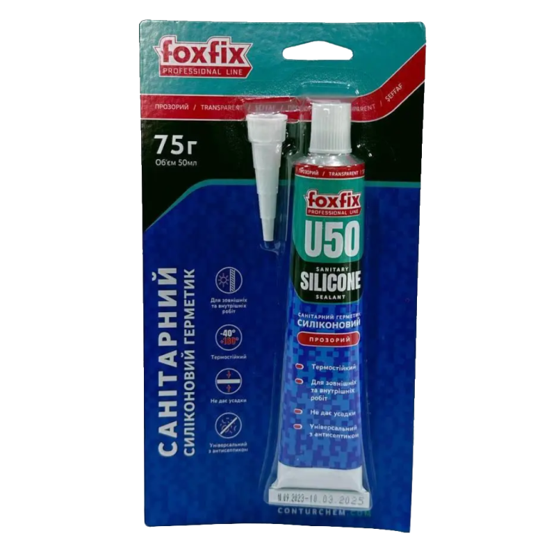 Силикон санитарный FOXFIX U50 (блистер) прозрачный 50 мл (1/12)