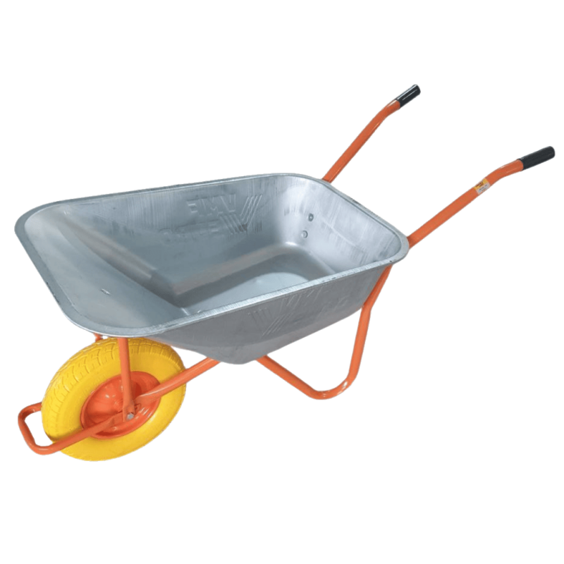 Тачка строительная VMF, 85 л/170 кг, PU колесо 4.00-8, оранжевая рама (GW-CO8540PU)