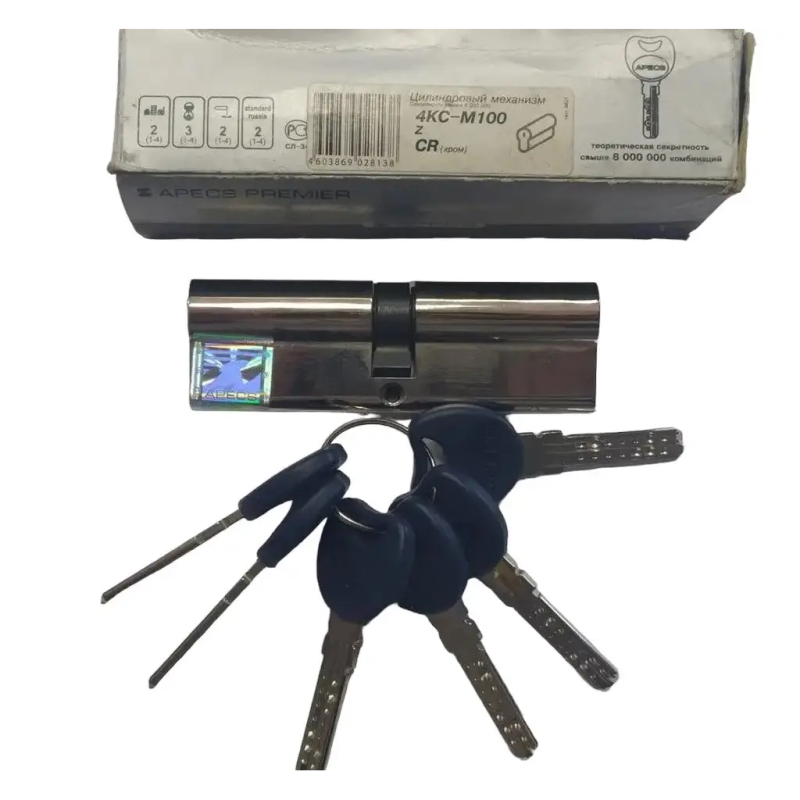 Циліндр " APECS 4КС-М100 (50-50)-Z-CR" ключ-ключ
